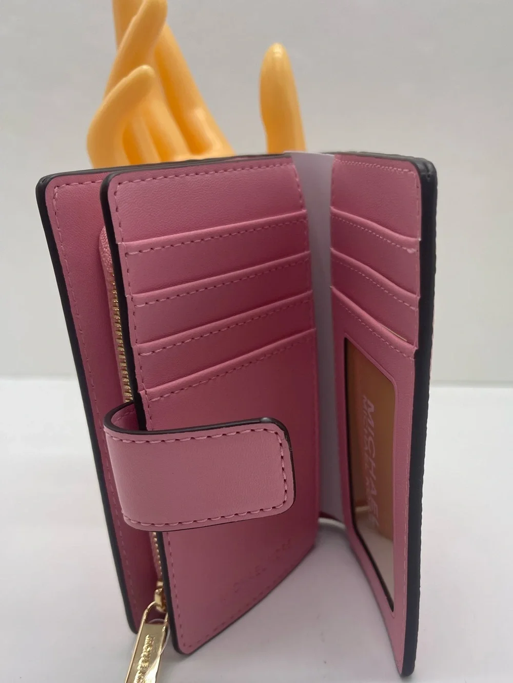 MICHAEL KORS Jet Set Travel Medium MK Logo Debossed Bifold Wallet Carnation  NWT